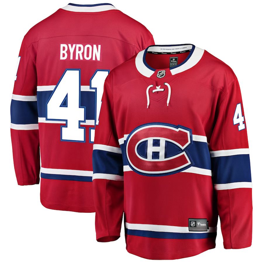 Men Montreal Canadiens 41 Paul Byron Fanatics Branded Red Breakaway Player NHL Jersey